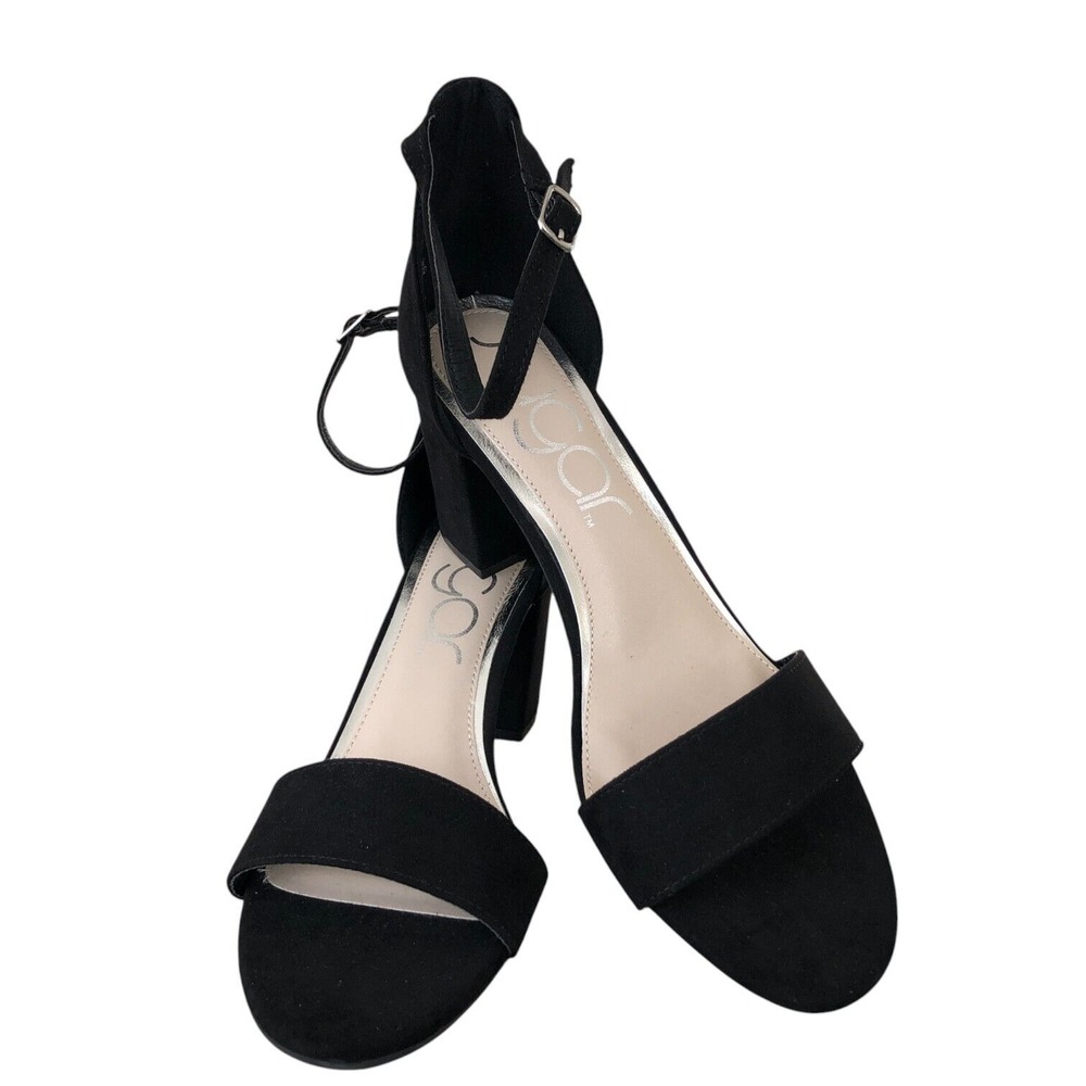 SUGAR Womens‎ Black Padded Adjustable Machelene Open Toe Block Heel Sandals 10M